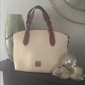 Dooney & Bourke Cream and Brown Satchel